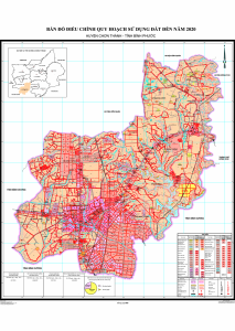 Bản đồ điều chỉnh QHSDĐ đến năm 2020 huyện Chơn Thành