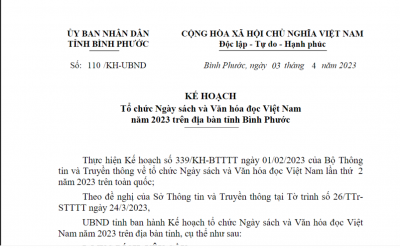 Tổ chức Ngày sách và Văn hóa đọc Việt Nam năm 2023 trên địa bàn tỉnh Bình Phước