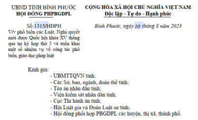 Phổ biến các Luật, Nghị quyết mới được Quốc hội khóa XV thông qua tại kỳ họp thứ 5 và triển khai một số nhiệm vụ về công tác phổ biến, giáo dục pháp luật