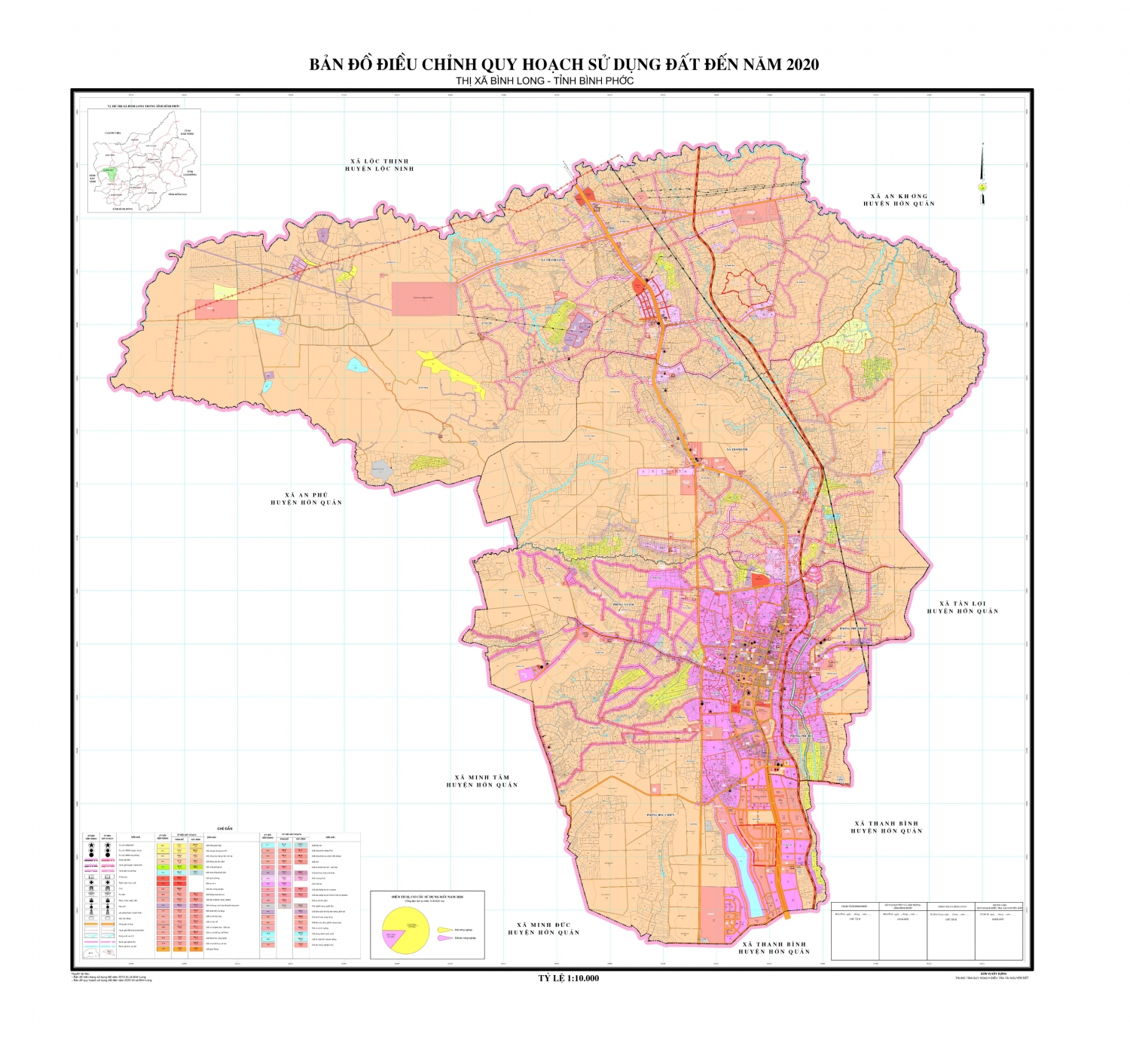 BẢN ĐỒ ĐIỀU CHỈNH QUY HOẠCH SỬ DỤNG ĐẤT ĐẾN NĂM 2020 THỊ XÃ BÌNH LONG