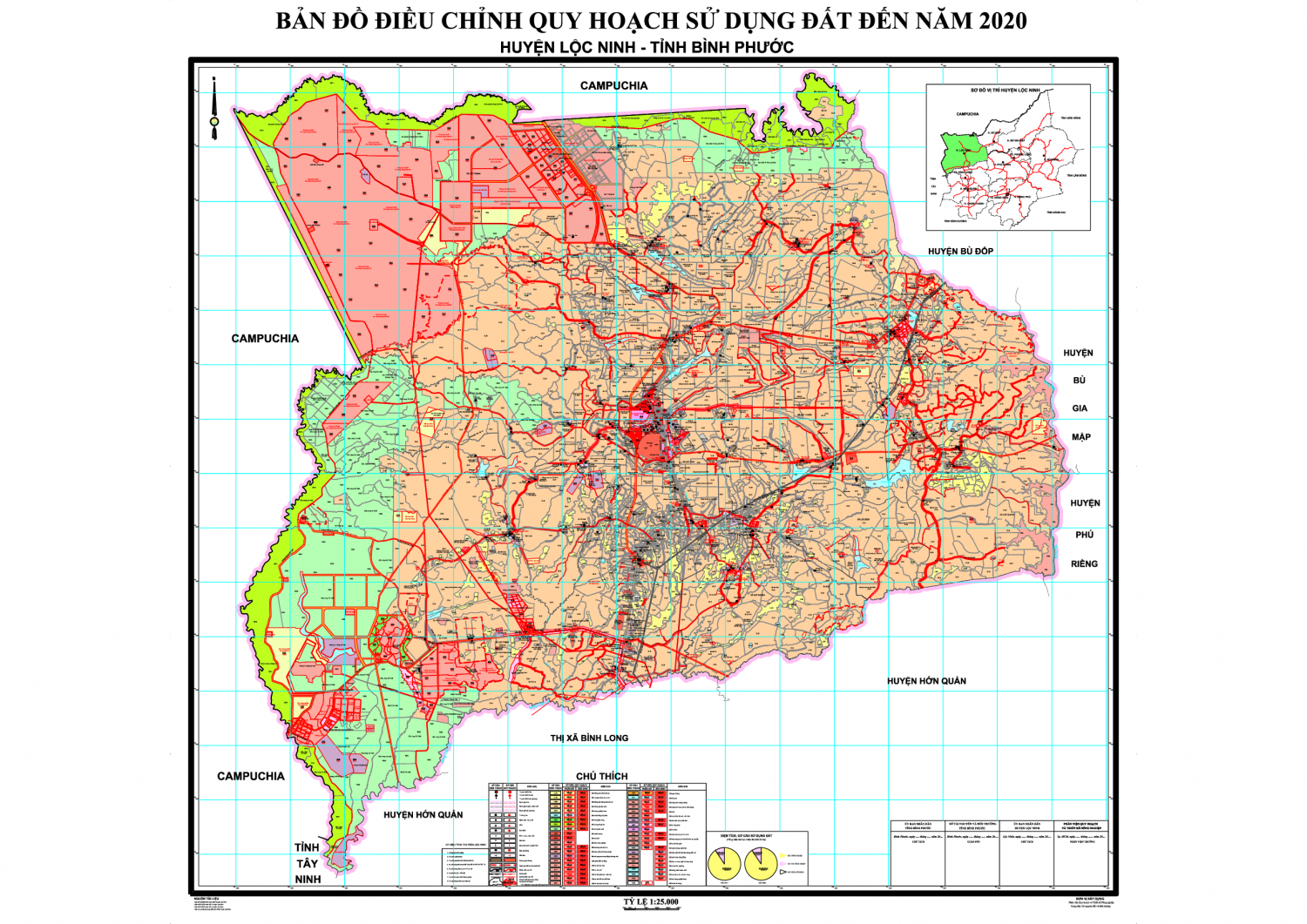 Bản đồ điều chỉnh QHSDĐ đến năm 2020 huyện Lộc Ninh