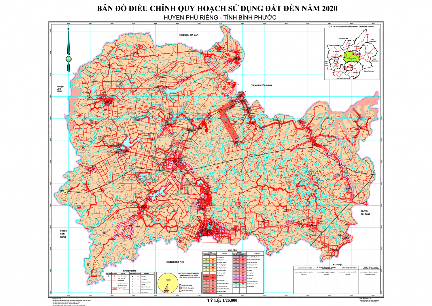 Bản đồ điều chỉnh QHSDĐ đến năm 2020 huyện Phú Riềng