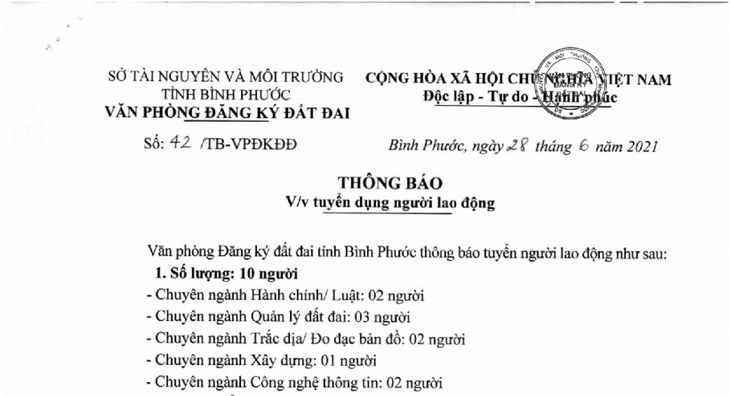 Thông báo tuyển dụng