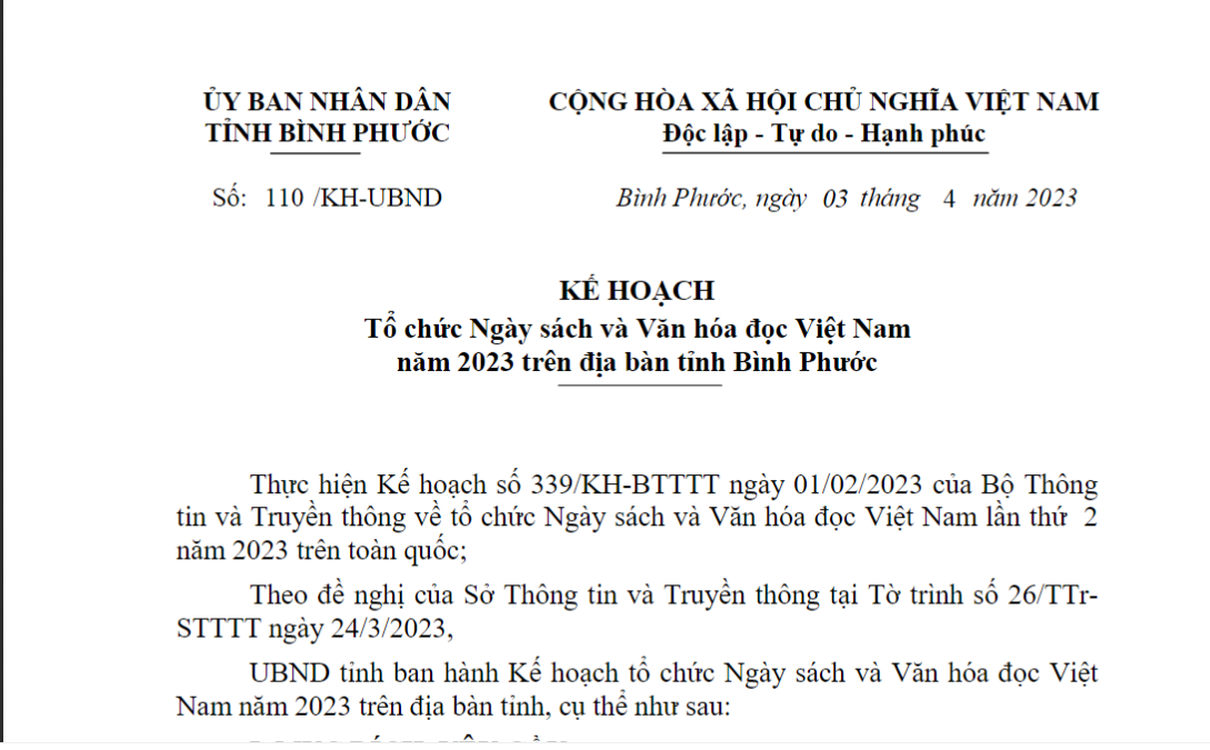 Tổ chức Ngày sách và Văn hóa đọc Việt Nam năm 2023 trên địa bàn tỉnh Bình Phước