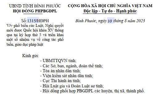 Phổ biến các Luật, Nghị quyết mới được Quốc hội khóa XV thông qua tại kỳ họp thứ 5 và triển khai một số nhiệm vụ về công tác phổ biến, giáo dục pháp luật